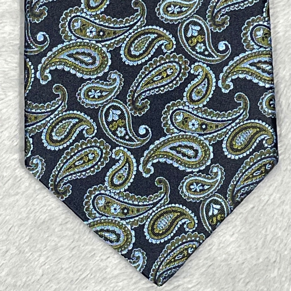 IKE BEHAR New York Silk Paisley Necktie Blue 3.5X58